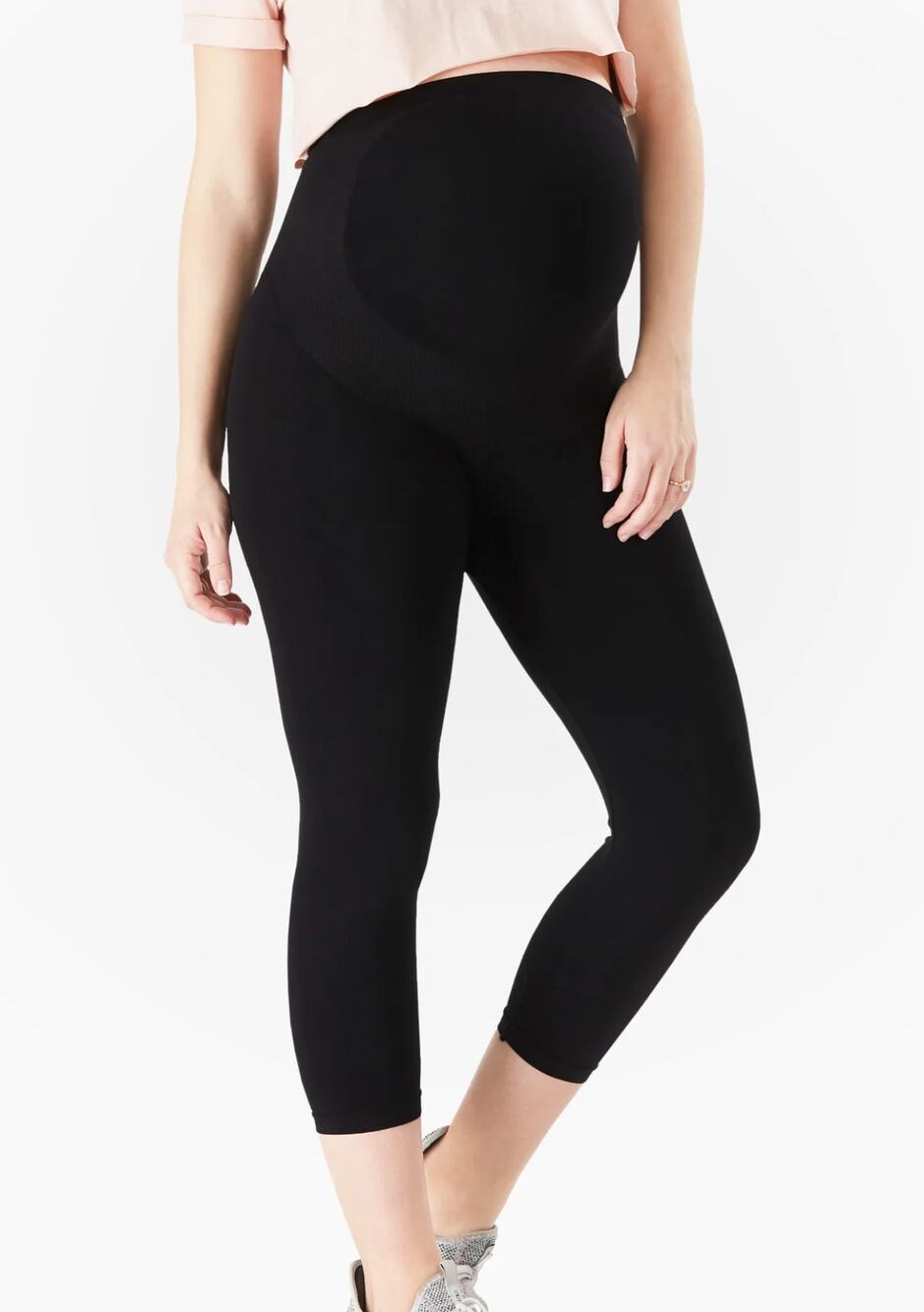 Belly Bandit Bump Support Capri Leggings Black Womens Maternity Small